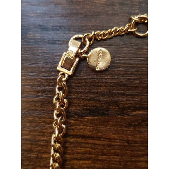 Givenchy Gold tone Statement Necklace Rhinestone Dangle Collar Chain Runway - Picture 8 of 16